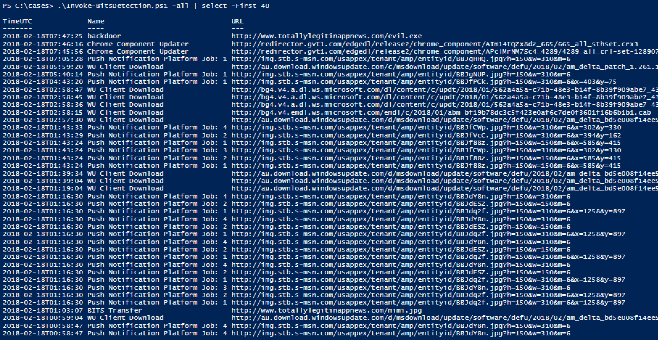 Parsing eventlogs for detection