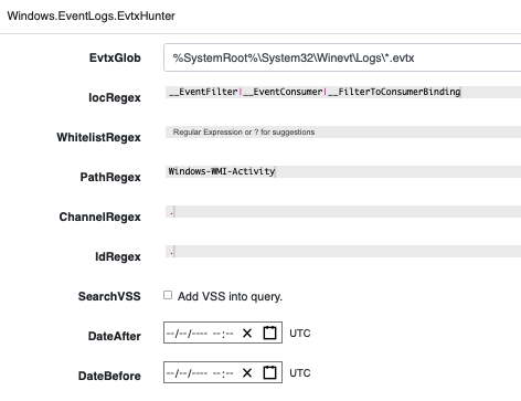 Windows.EventLogs.EvtxHunter: hunt for event consumer string